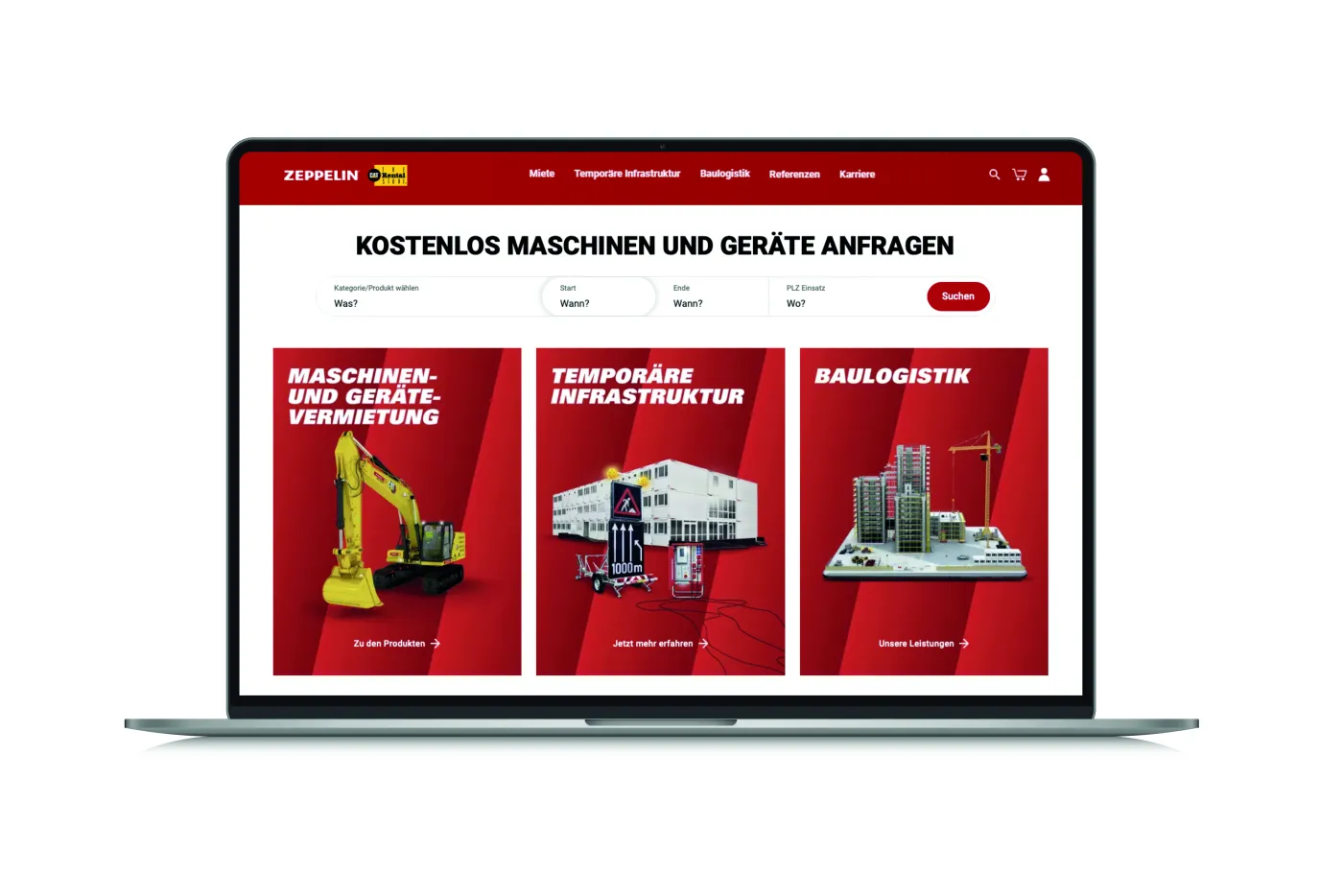 Zeppelin Rental Startseite Webseite