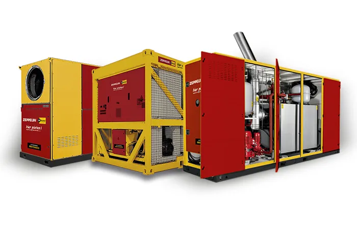 Mobile Heizgeräte von Zeppelin Rental zur temporären Wärmeversorgung auf Baustellen oder Events
