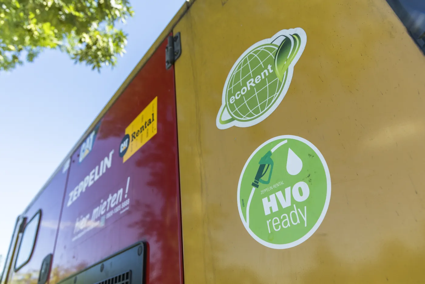 Generator mit HVO- und ecoRent-Sticker