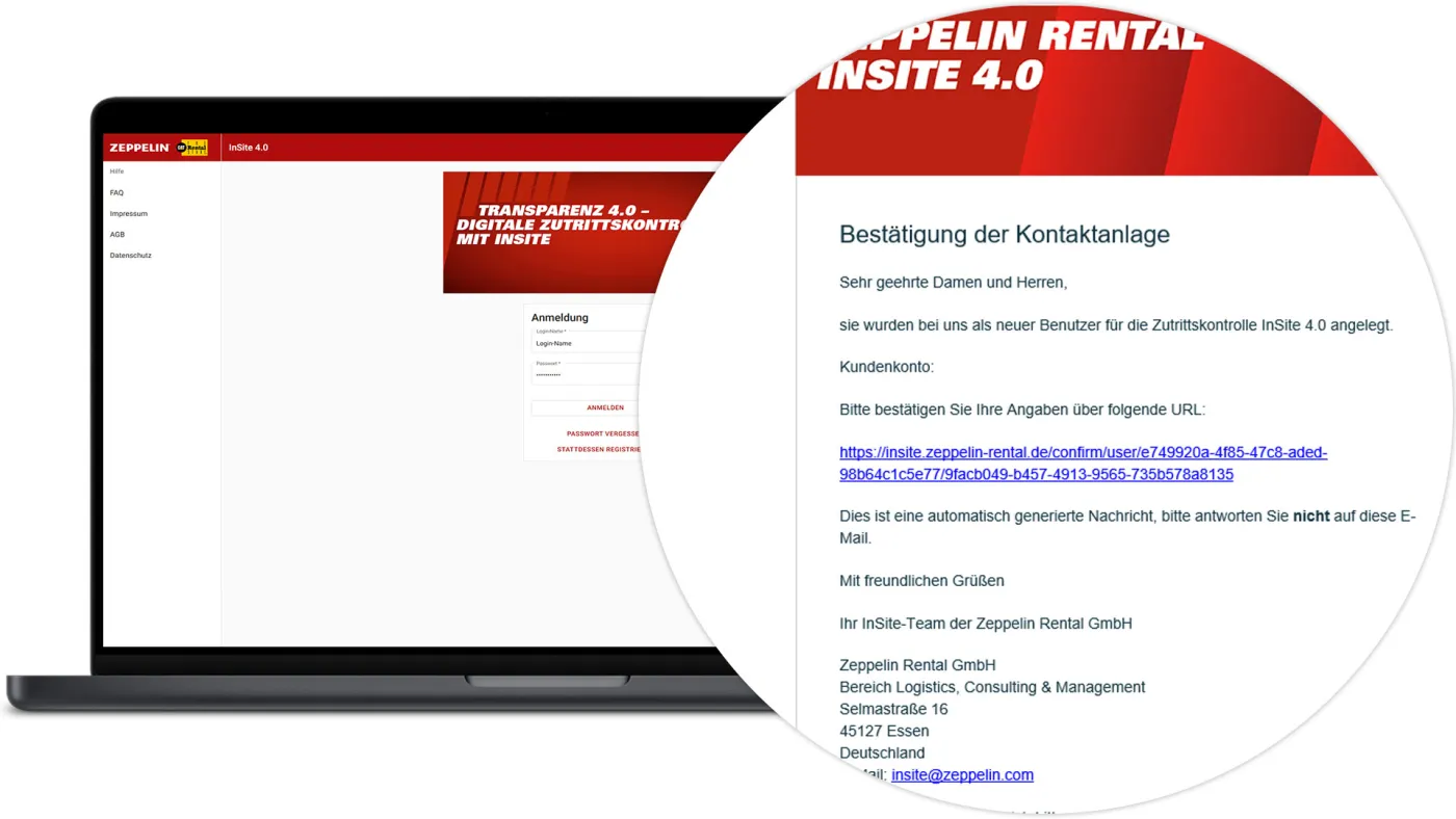 InSite Selbstregistrierung - Bestätigungsmail