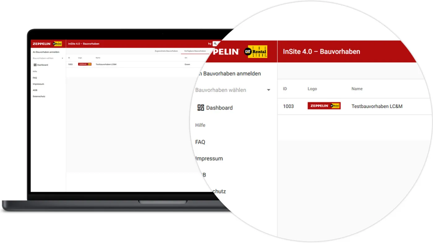 InSite Bauvorhaben anmelden - anmelden