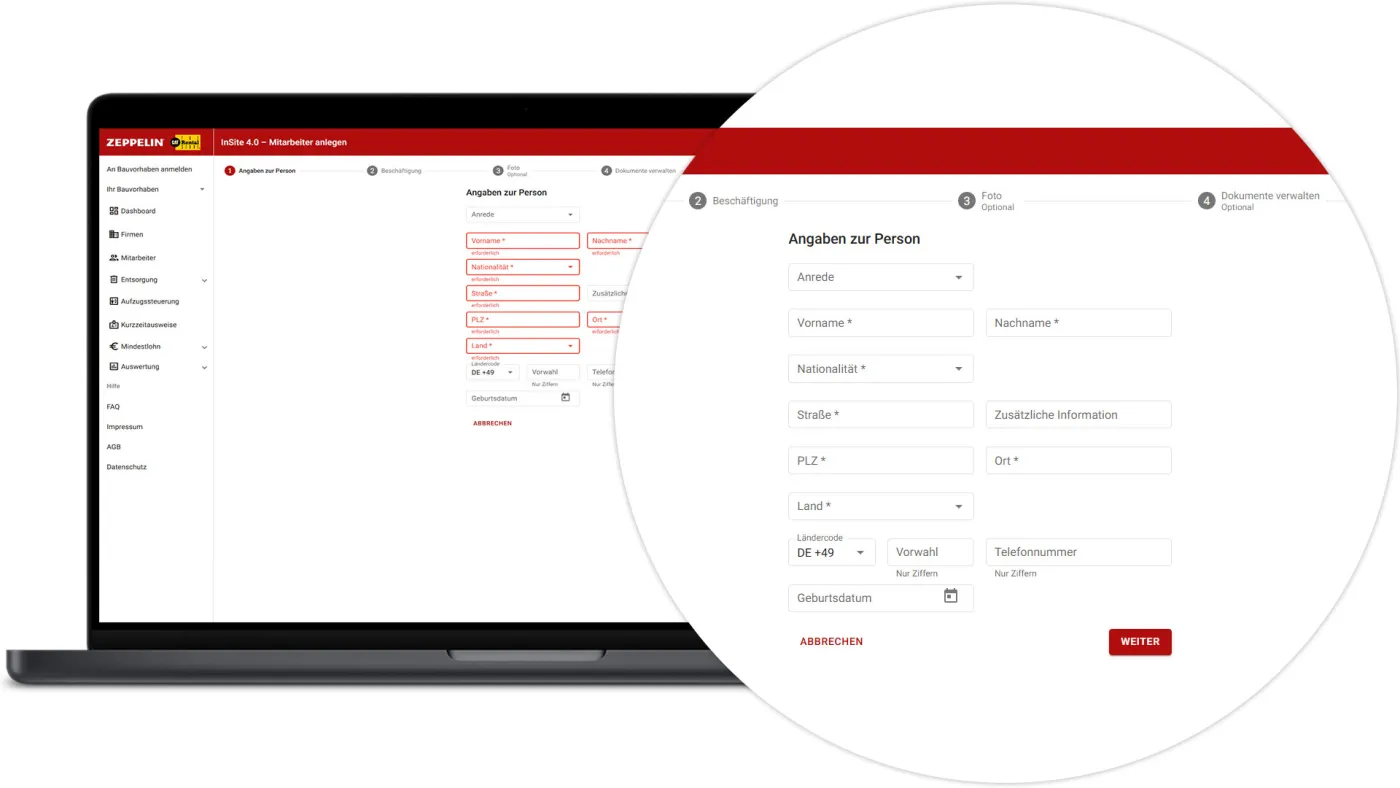 Mitarbeiter Anlegen - Angaben