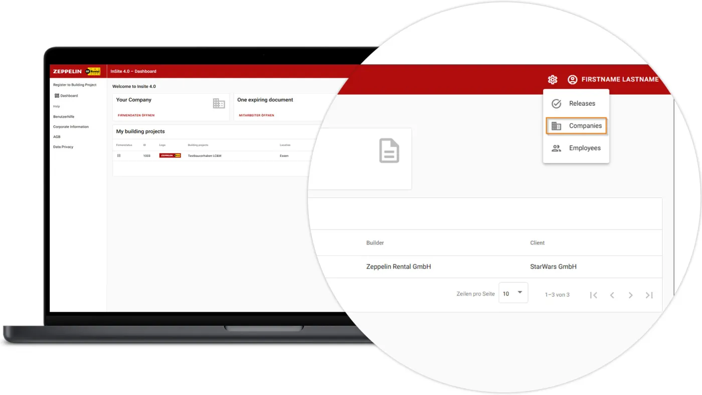 InSite Create Subcontractors - Show company