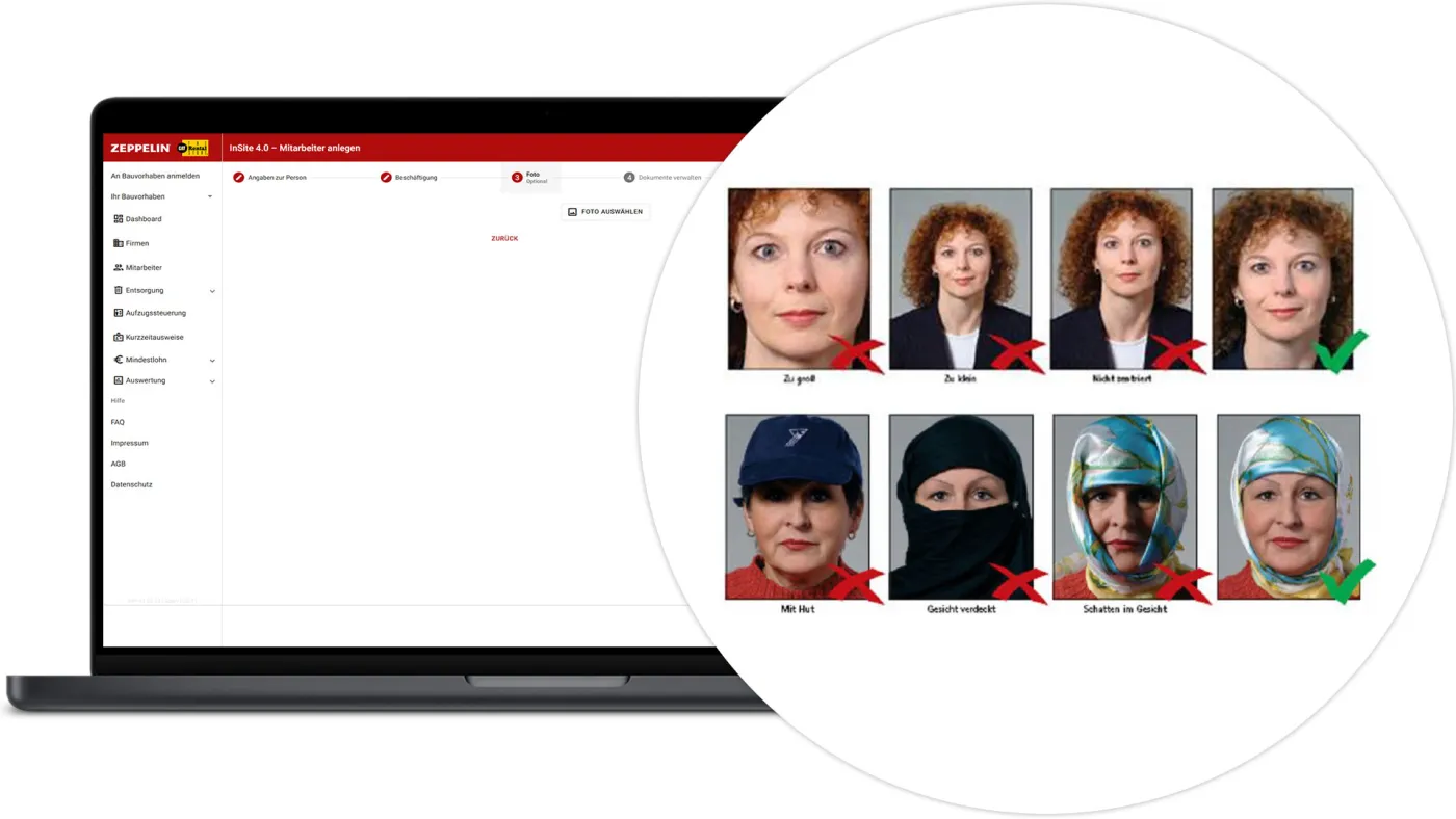 InSite - Mitarbeiter anlegen - Fotovoraussetzungen