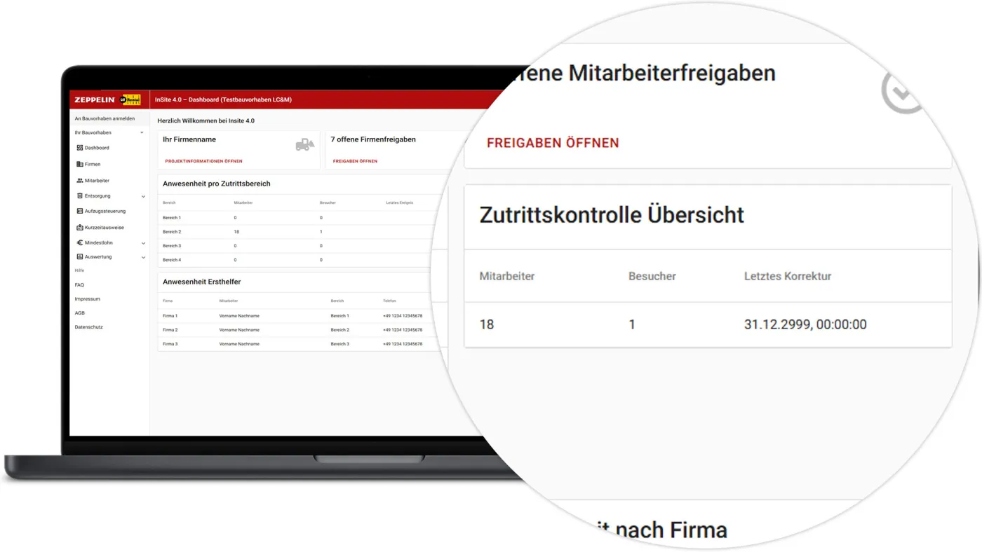 InSite Baustellen Admin - Zutrittskontrolle