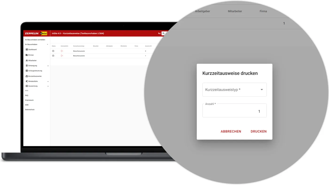 InSite Kurzzeitausweise - Zuordnen