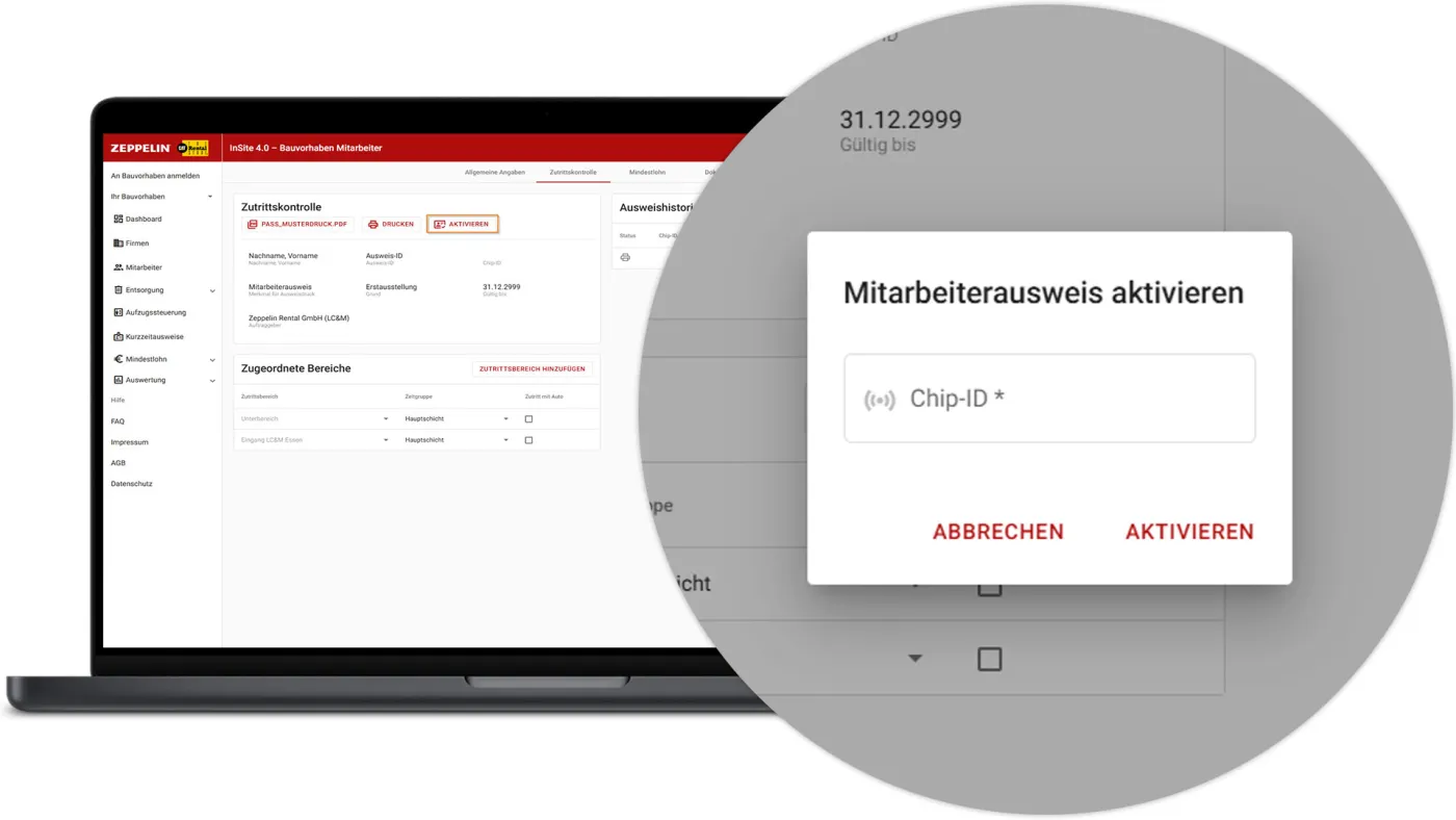 InSite Mitarbeiter Ausweise - Ausweis aktivieren
