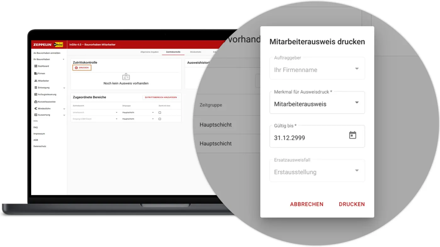 InSite Mitarbeiter Ausweise - Ausweis drucken